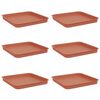 vidaXL Square Flower Tray 6 pcs Brick Red 21 x 21 x 2 cm Plastic