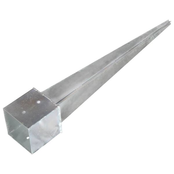 vidaXL Ground Spikes 2 pcs Silver 14x14x91 cm Galvanised Steel