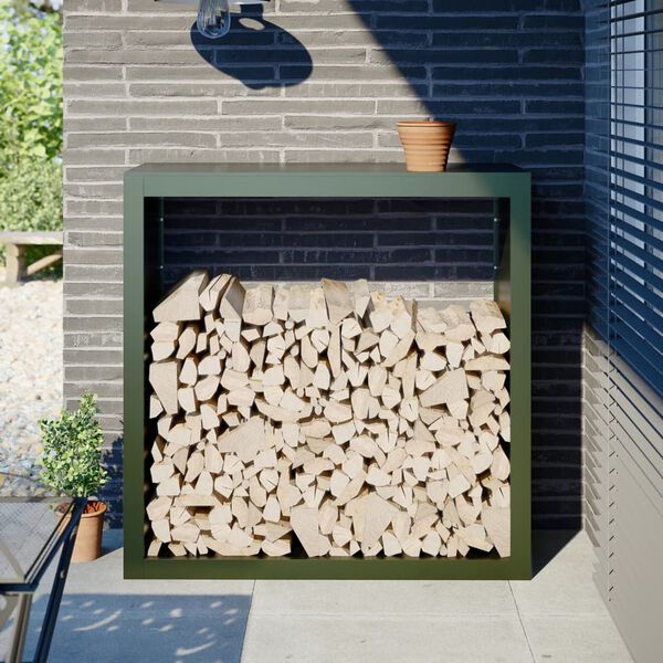 vidaXL Firewood Rack Green 100x40x100 cm Steel