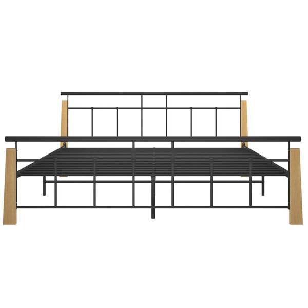 vidaXL Bed Frame without Mattress Metal and Solid Oak Wood 180x200 cm Super King