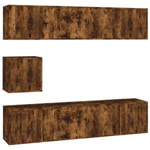 vidaXL 7 Piece TV Cabinet Set Smoked Oak Engineered Wood