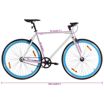 vidaXL Fixed Gear Bike White and Blue 700c 51 cm