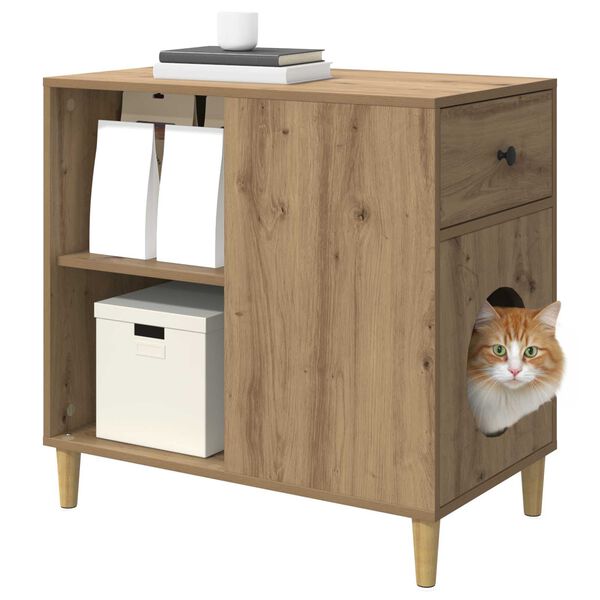 vidaXL Cat House Artisian Oak 72 x 42.5 x 70 cm Engineered Wood