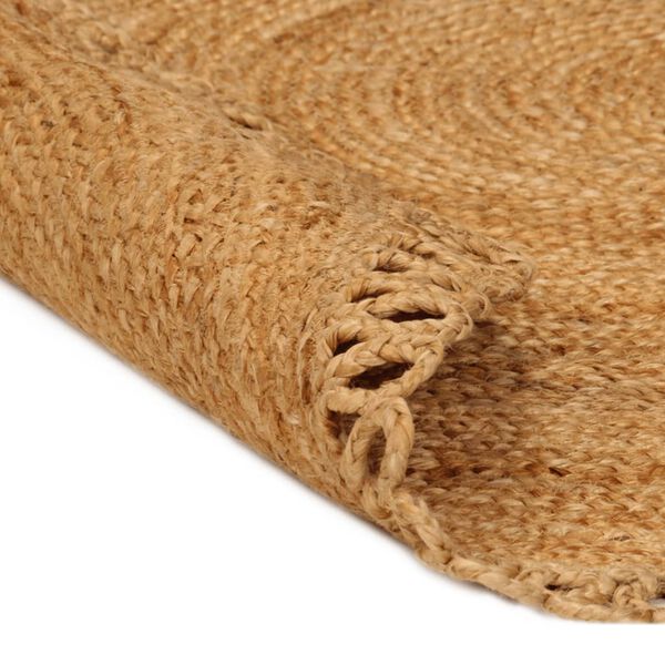 vidaXL Braided Area Rug with Wave Edge 90 cm Jute Round