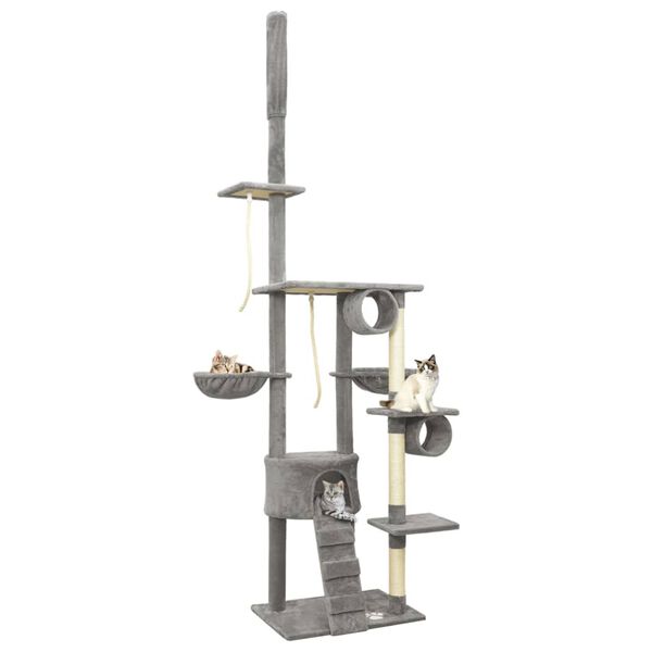 vidaXL Floor to Ceiling Cat Tree Grey 220-240 cm