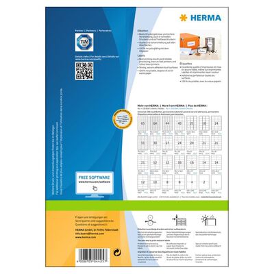 HERMA Permanent Labels PREMIUM A4 105x57 mm 100 Sheets