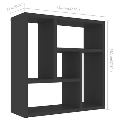 vidaXL Wall Shelf Grey 45.1x16x45.1 cm Engineered Wood