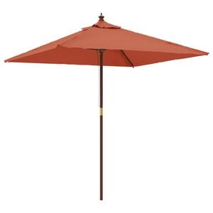 vidaXL Garden Parasol with Wooden Pole Terracotta 198x198x231 cm