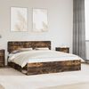 vidaXL Bed Frame Smoked Oak 200 x 200 cm Solid Pine Wood