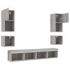 vidaXL 8 Piece TV Wall Units with LED Grey Sonoma Engineered Wood