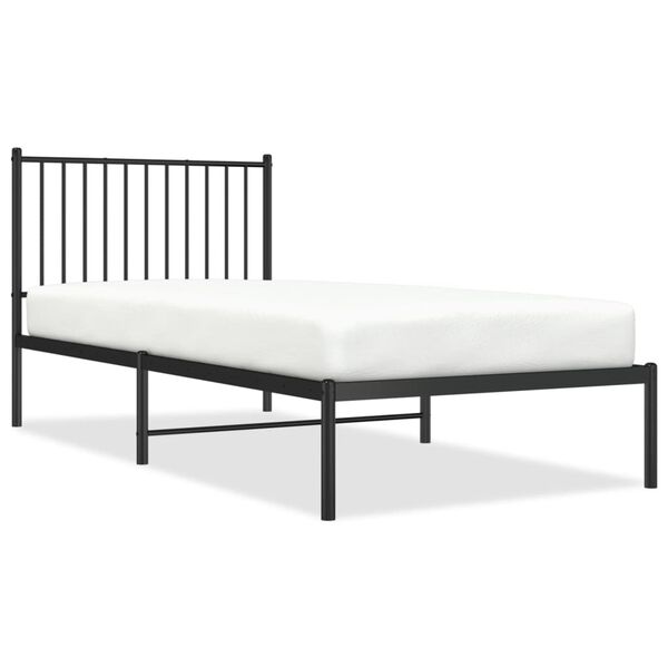 vidaXL Metal Bed Frame without Mattress with Headboard Black 90x200cm
