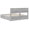 vidaXL Bed Frame with Drawer Grey Sonoma 200 x 200 cm Engineered Wood