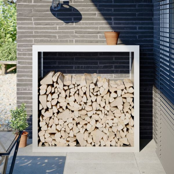 vidaXL Firewood Rack White 100x40x100 cm Steel