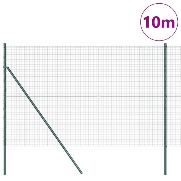 vidaXL Fence Post Green 10 x 1.6 m (25 x 25 mm mesh) Steel and PVC