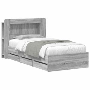 vidaXL Bed Frame with Storage and Headboard Grey Sonoma 75 x 190 cm