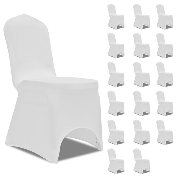 vidaXL Chair Cover Stretch White 18 pcs