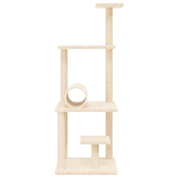 vidaXL Cat Tree with Sisal Scratching Posts Cream 136 cm