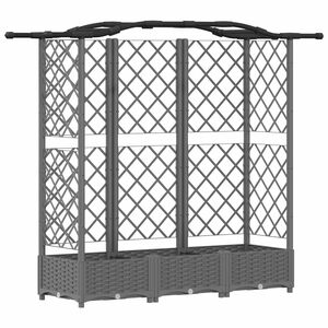 vidaXL Raised Bed with Trellis and Roof Light Grey 163 x 40 x 123 cm