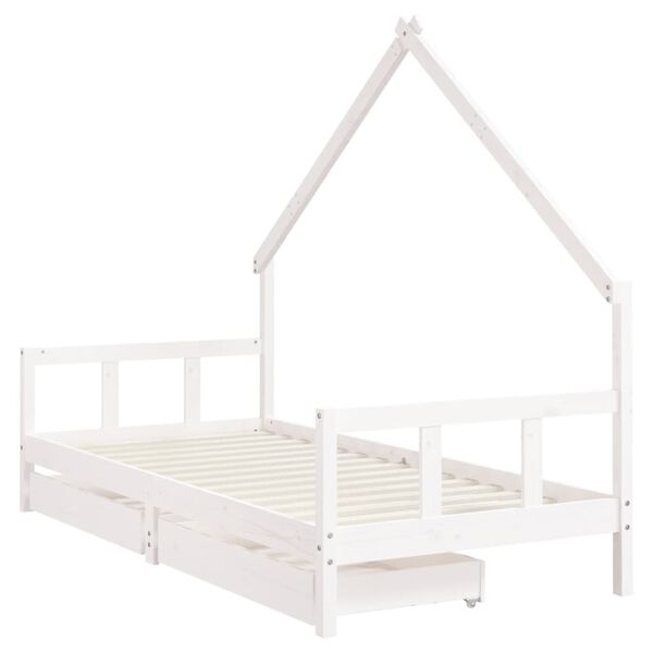 vidaXL Kids Bed Frame with Drawers White 90x190 cm Solid Wood Pine