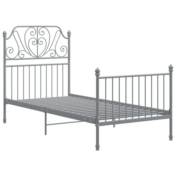 vidaXL Bed Frame without Mattress Grey Metal 100x200 cm