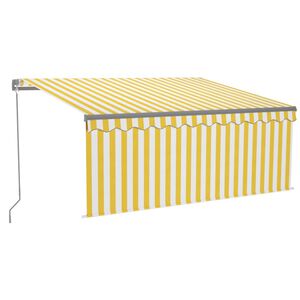 vidaXL Manual Retractable Awning with Blind&LED 3x2,5m Yellow&White (313239+46836+313281)