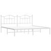 vidaXL Metal Bed Frame without Mattress with Headboard White 193x203cm