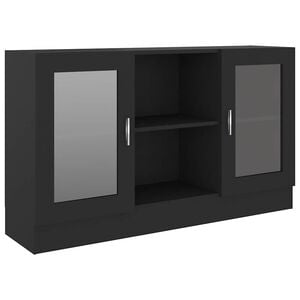 vidaXL Vitrine | Black | Engineered wood, glass | 120 cm x 30.5 cm x 70 cm
