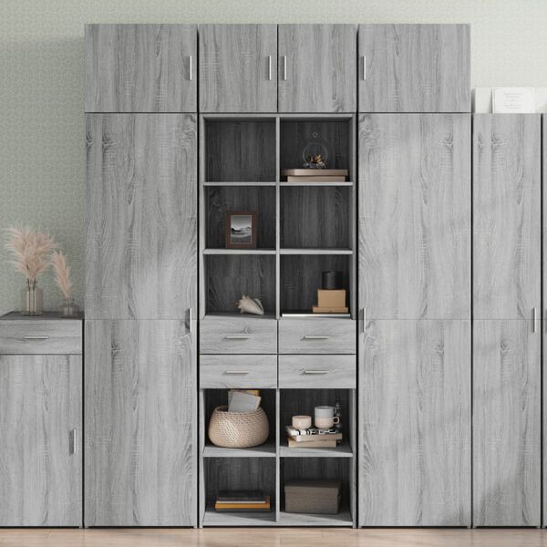 vidaXL Highboard Grey Sonoma 70x42.5x185 cm Engineered Wood