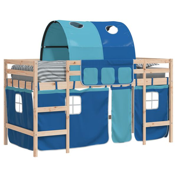 vidaXL Kids' Loft Bed with Tunnel without Mattress Blue 90x190cm