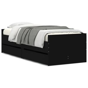 vidaXL Bed Frame with Drawers without Mattress Black 100x200 cm