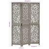 vidaXL Hand carved 3-Panel Room Divider Grey 120x165 cm Solid Mango Wood