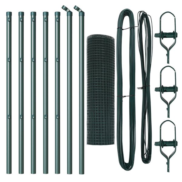 vidaXL Fence Post Green 10 x 0.4 m (25 x 25 mm mesh) Steel and PVC