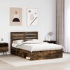 vidaXL Bed Frame Smoked Oak 140 x 200 cm Solid Pine Wood