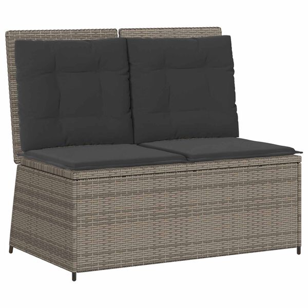 vidaXL Garden Bench Grey Poly Rattan