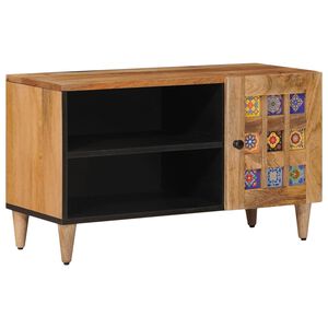 vidaXL TV Cabinet with Door Natural 80 x 33 x 46 cm Solid Mango Wood