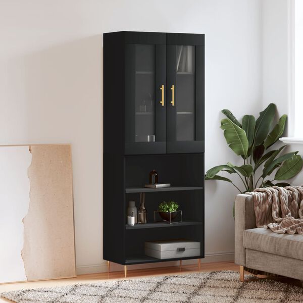 vidaXL Highboard Black 69.5x34x180 cm Engineered Wood