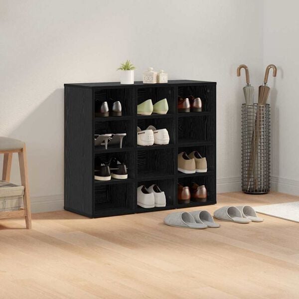 vidaXL Shoe Cabinet Black Oak 77.5 x 30 x 67 cm Engineered Wood