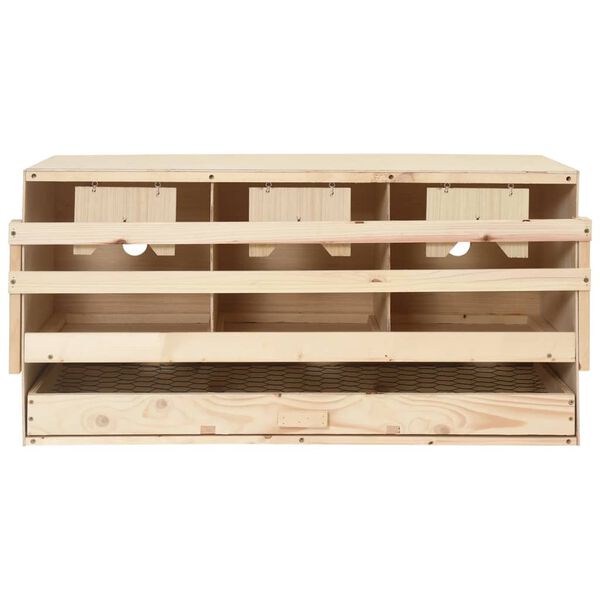 vidaXL Chicken Laying Nest 3 Compartments 72x33x38 cm Solid Pine Wood