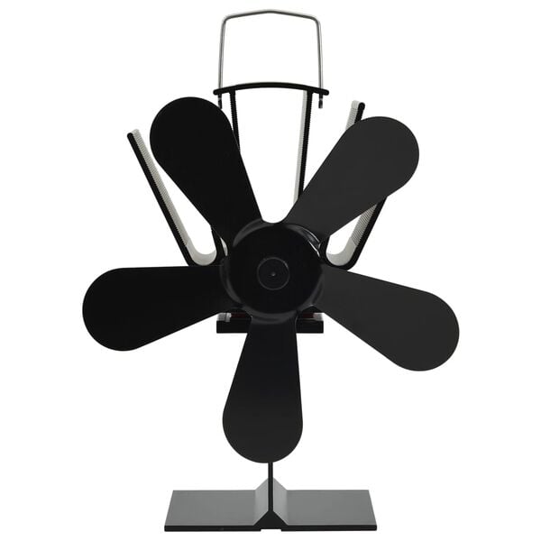 vidaXL Heat Powered Stove Fan 5 Blades Black
