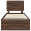 vidaXL Bed Frame with Headboard Brown Oak 90 x 190 cm Solid Pine Wood