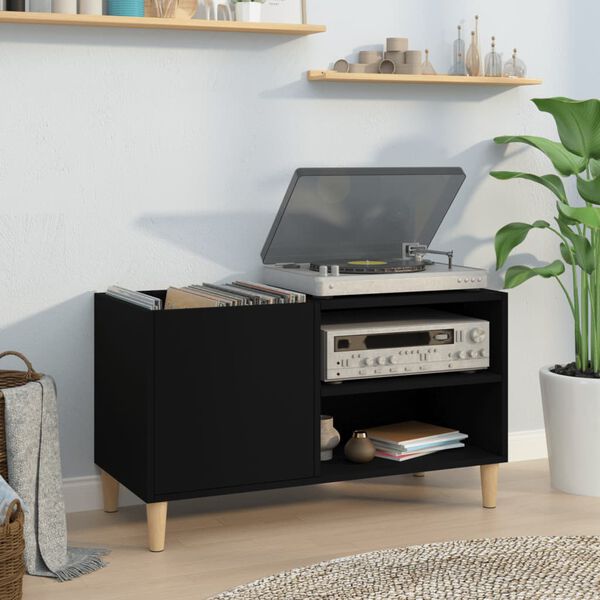 vidaXL Record Cabinet Black 84.5x38x48 cm Engineered Wood