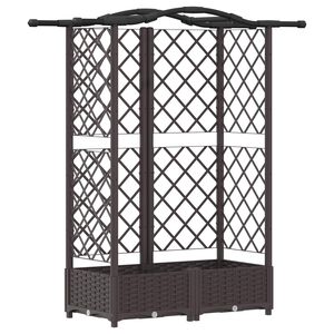 vidaXL Raised Bed with Trellis and Roof Brown 124 x 40 x 123 cm PP