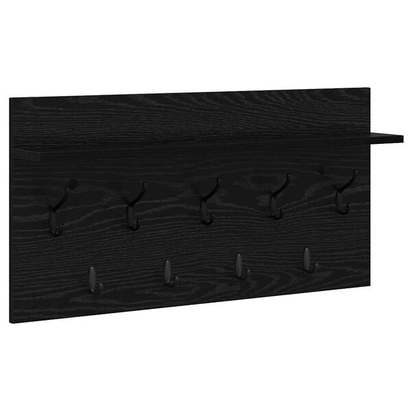 vidaXL Wall-Mounted Coat Rack with Shelf Black Oak 80 x 40 x 12 cm