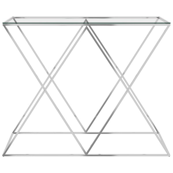 vidaXL Side Table Silver 90x40x75 cm Stainless Steel and Glass