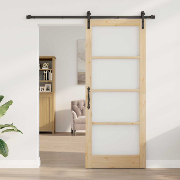 vidaXL Sliding Door ORKDAL Natural and Black 86 x 211 cm