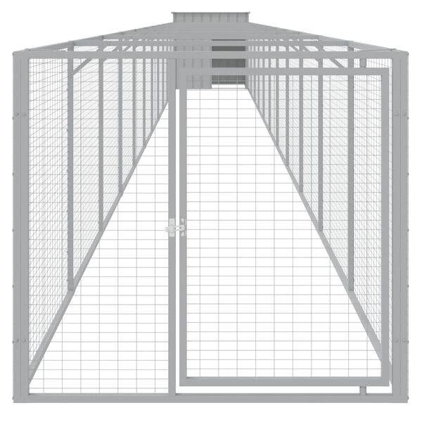 vidaXL Dog House with Run Light Grey 110x1221x110 cm Galvanised Steel