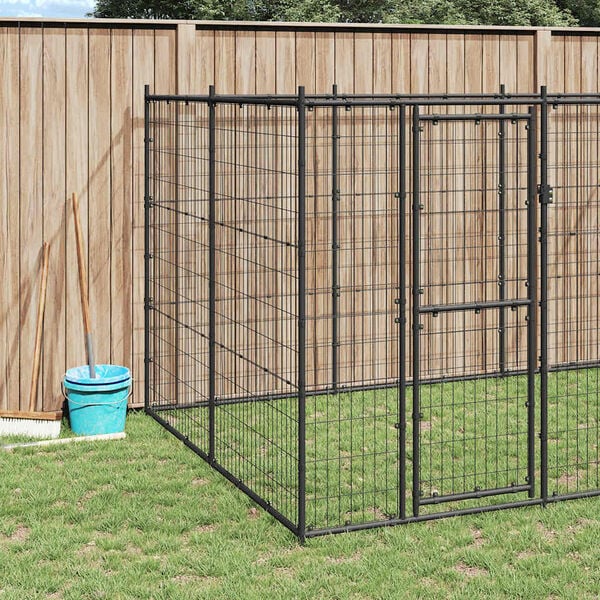 vidaXL Outdoor Dog Kennel Steel 7.26 m&sup2;