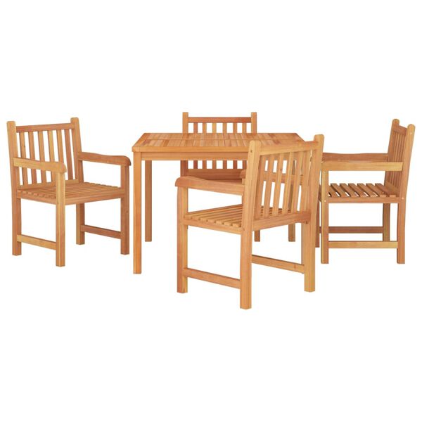 vidaXL 5 Piece Garden Dining Set Solid Wood Teak