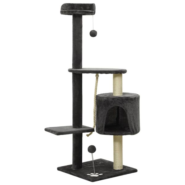vidaXL Cat Tree with Sisal Scratching Posts Dark Grey 120 cm