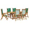 vidaXL 7 Piece Garden Dining Set Leaf Pattern Fabric and Solid Wood